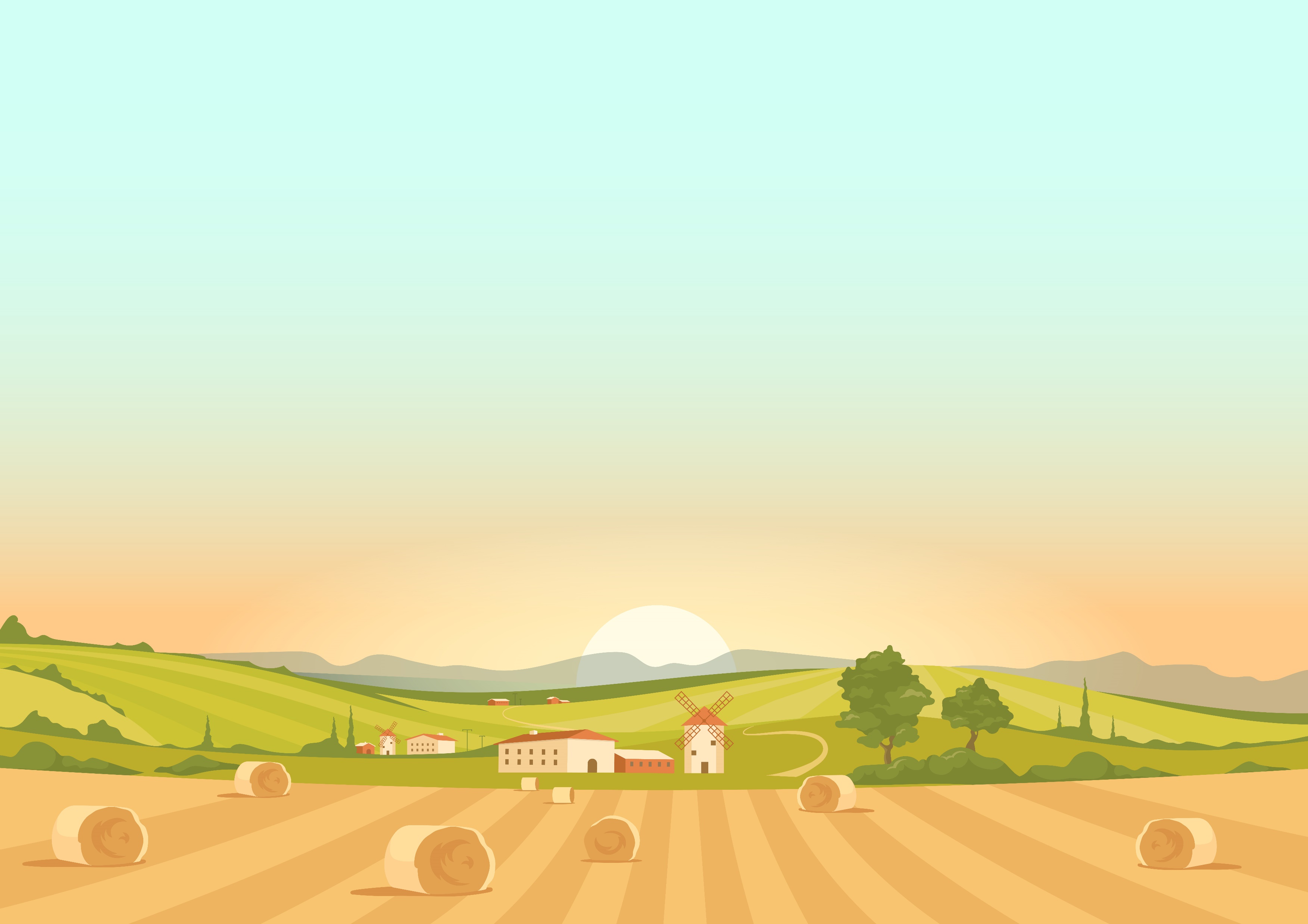 户外营地田野风景插画